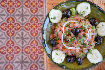 Traditional moroccan salad and bread