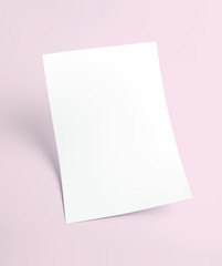 Obraz na płótnie Canvas White blank document paper template with pink background