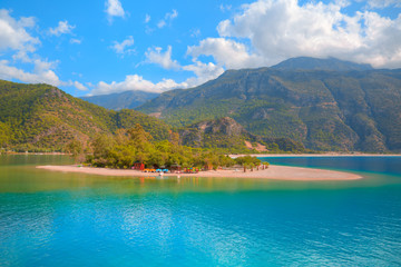 Obraz premium Oludeniz Beach And Blue Lagoon, Oludeniz beach is best beaches in Turkey - Fethiye, Turkey 