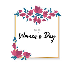 International Women's Day greeting card banner with flowers vector illustration. 