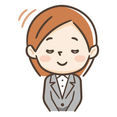 女性　スーツ　お辞儀