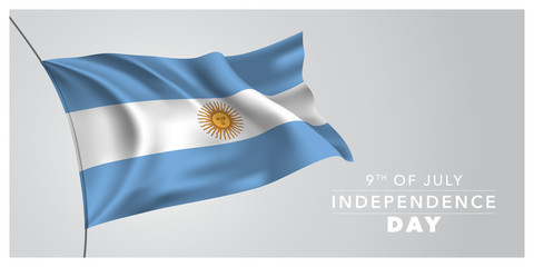 Argentina happy independence day greeting card, banner, horizontal vector illustration