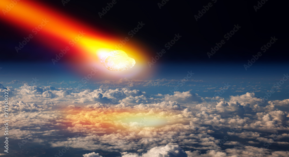 Poster attack of the asteroid (meteor) on the earth 