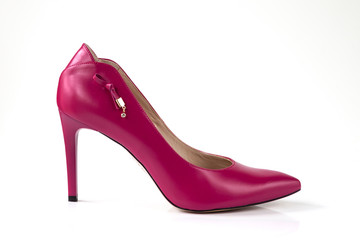 High heel pink woman shoes isolated on white background