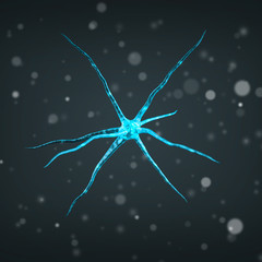 3D illustration. glowing neuron. The nerve cell of the brain