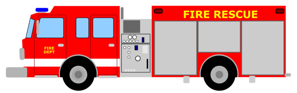 Vector illustration of an american fire truck as an emergency vehicle