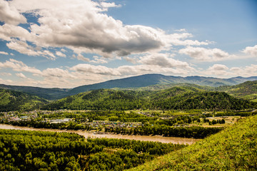 Naklejka premium Beautiful spring landscape in Altai 