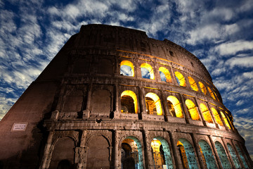 Colosseum with beautiful sky in Rome, Italy