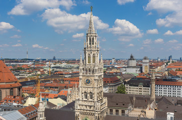 Fototapeta na wymiar Munich, Germany - capital and largest city of the Baviera, Munich offers a wonderful mix of history and modernity. Here in particular its Unesco World Heritage old town seen from the Peterskirche