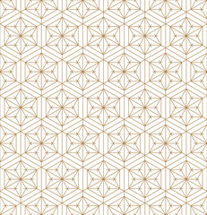 Seamless japanese pattern shoji kumiko in golden.