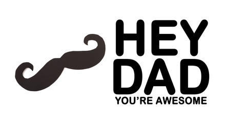Happy Father's day background or card. black sign of mustache  empty copy space for inscription.