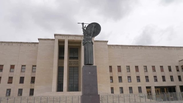 Knowledge, education. Statue of Minerva at the University of Rome La Sapienza