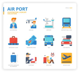 Air port icon set
