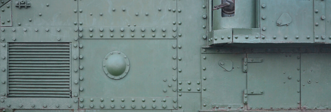 Abstract Green Industrial Metal Textured Background With Rivets And Bolts