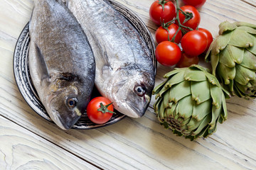 The sea breams(Sparus aurata) close-up