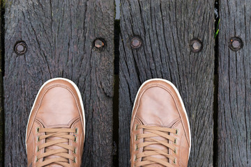 Top view of a man's legs and shoes. Street wear Concept.