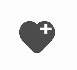 Obraz premium Monochrome, gray vector icon heart close-up. Logo for clinic, health. Web Icon for smartphone and website - like icon