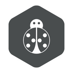 Icono plano silueta mariquita en hexágono color gris