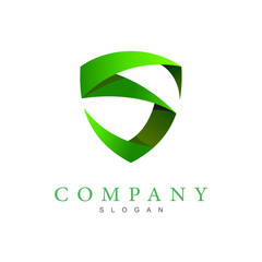 logo letter s with shield design illustration, greed color