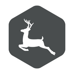 Icono plano silueta ciervo en hexágono color gris