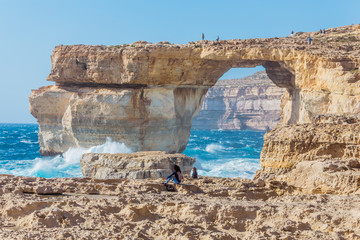 Azure Window in Gozo, Malta, natural arch collapsed in storm on Mar 2017