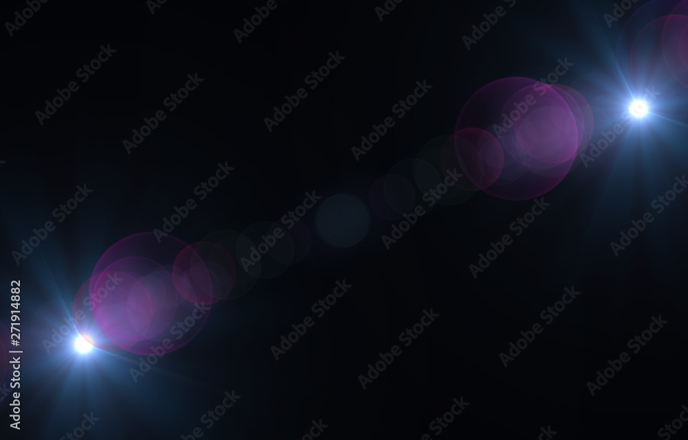 Aufkleber lens flare overlay texture. laser beams.light flare on black background object design abstract for o