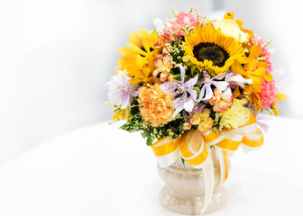 Beautiful bouquet of flowers colorful, flower decoration, Floral arrangement