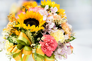Beautiful bouquet of flowers colorful, flower decoration, Floral arrangement