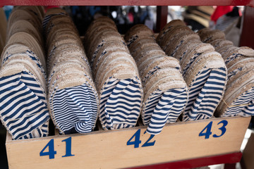 Basque sandal espadrille in market shop in the street basque country