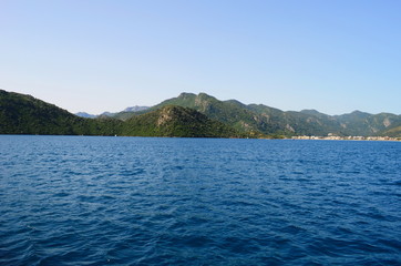Clear blue water of the Mediterranean in Marmaris, Turkey