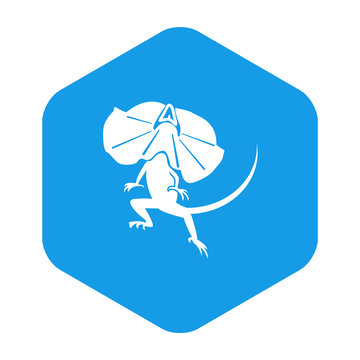 recommend clip art: Icono plano silueta lagarto australiano en hexágono color azul