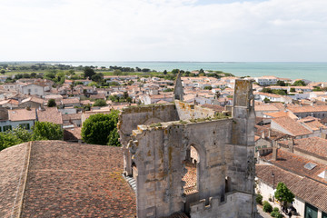 Fototapeta na wymiar church panorama view in St Martin de Re in France