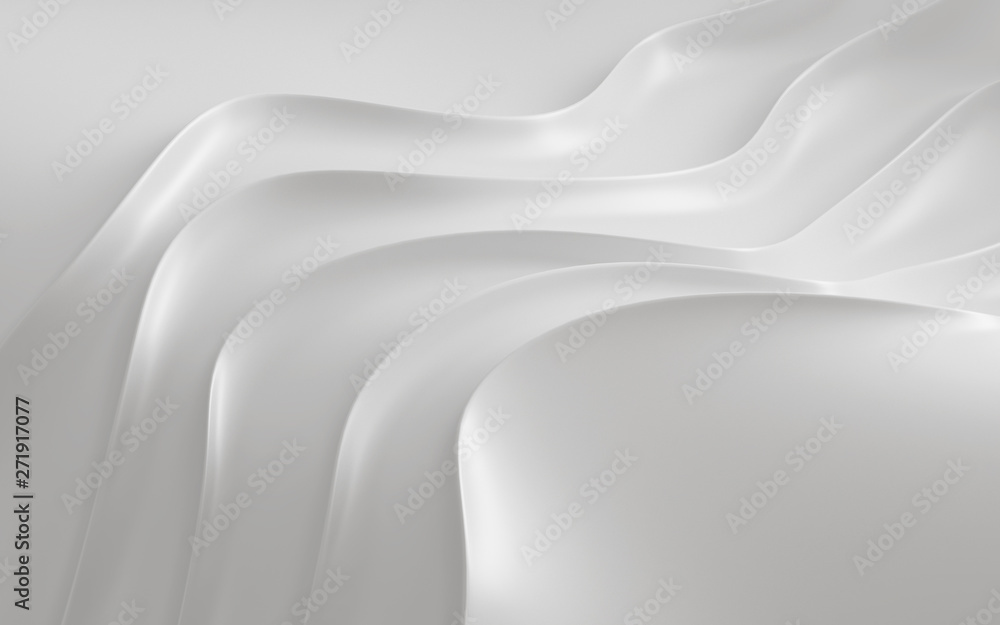 Aufkleber Abstract of smooth shape for architectural idea, Curve line ,White background with free form, 3D rendering