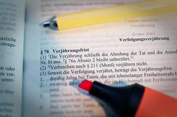 Gesetzestext von in deutsch Paragraph§ 269 StGB Strafgesetzbuch Verjährung in englisch Paragraph...