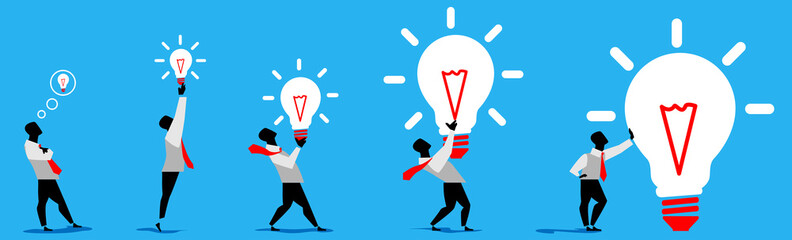 Man develops and presents, new idea.