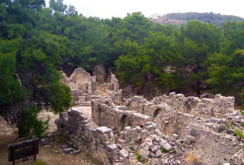 Fototapeta na wymiar Phaselis ancient city an natural park in Antalya
