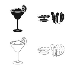 Vector illustration of natural and vegetarian logo. Collection of natural and eating stock symbol for web.