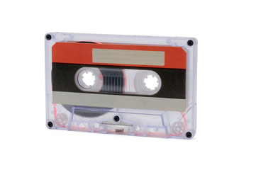 Compact audio tapes for magnetic recording on a white background.Compact cassettte