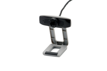 Web camera for broadcasting video and still images on the Internet on white backgroumd.Camera.Lens.