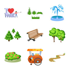 Vector design of landscape and park sign. Collection of landscape and nature vector icon for stock.