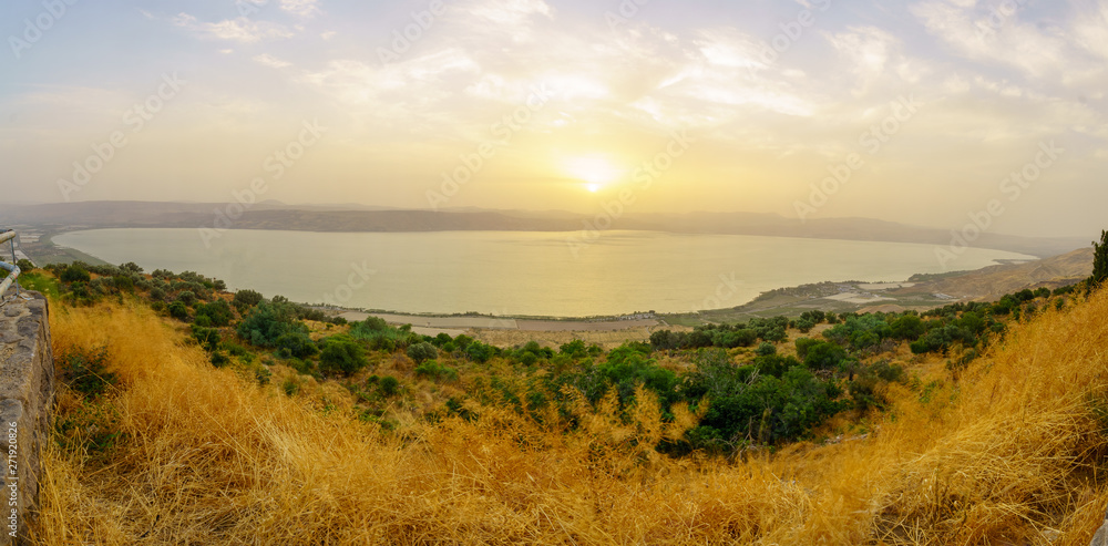 Wall mural sunset view of the sea of galilee