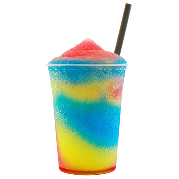 Colored slush ice in a cup