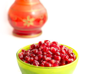 pomegranate grains in a cup, juice