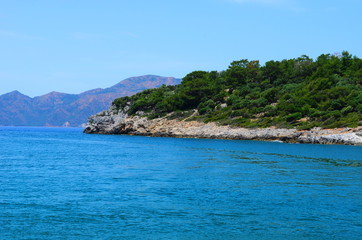 Clear water of the Mediterranean and yachts in Marmaris, Turkey