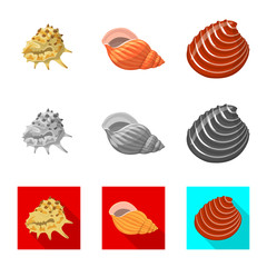 Vector design of animal and decoration logo. Set of animal and ocean stock symbol for web.