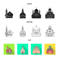 Fototapeta premium Isolated object of cult and temple symbol. Set of cult and parish stock vector illustration.