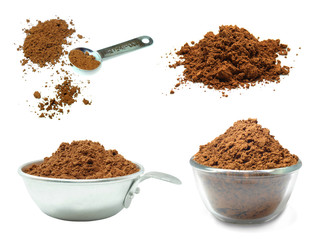 Photo collage of cocoa powder