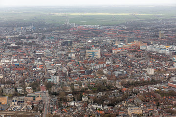 Aerial view skyline Dutch city of Goningen