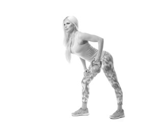 Beautiful young woman exercise with dumbbells