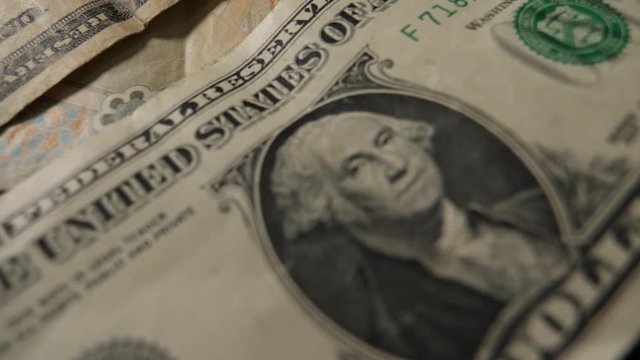 Dollars money set Slow Pan With Shallow Dof. Dollar bills, money background. Dollars, money close up.